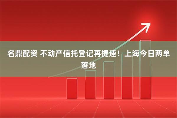 名鼎配资 不动产信托登记再提速！上海今日两单落地